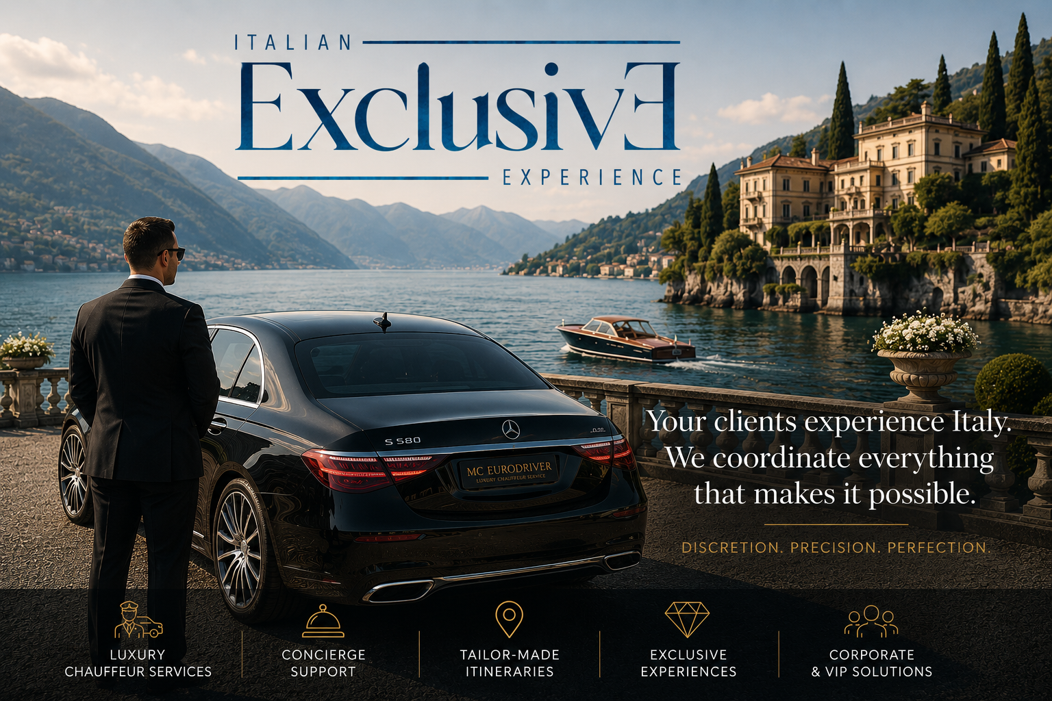 Luxury destination management in Northern Italy by Italian Exclusive Experience and MC Eurodriver, providing chauffeur services, concierge and bespoke travel solutions.