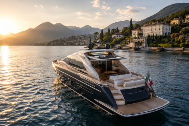 Luxury yacht cruising on Lake Como with private crew, bespoke boat charter and exclusive luxury experiences in Northern Italy.